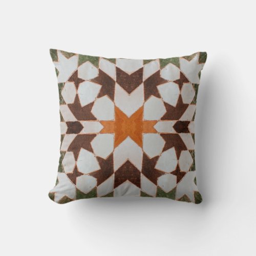 Vintage Moroccan Tile Distressed Style  Throw Pillow
