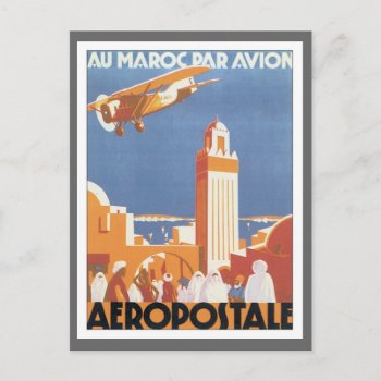 Vintage Morocco Aeropostale Mosque Postcard by Trendshop at Zazzle