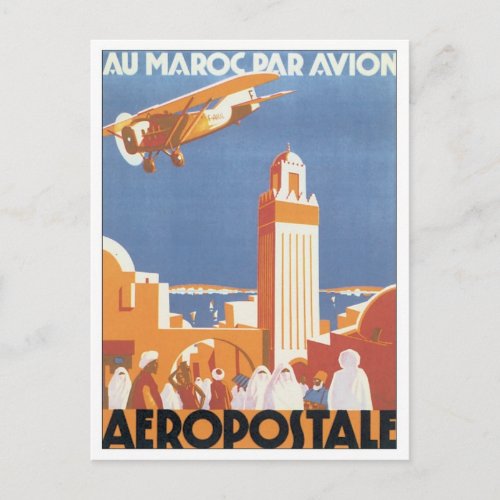 Vintage Morocco Aeropostale Mosque Postcard