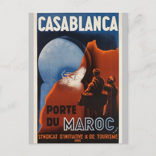 Vintage Morocco Casablanca Port Retro Travel Postcard
