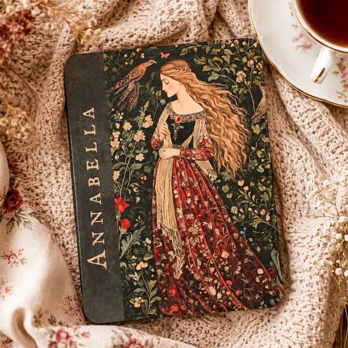 Vintage Morris Cottagecore Medieval Woman Monogram Kindle Cover