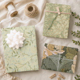 Vintage Morris Foliage Jasmine Acanthus Leaves Wrapping Paper Sheets