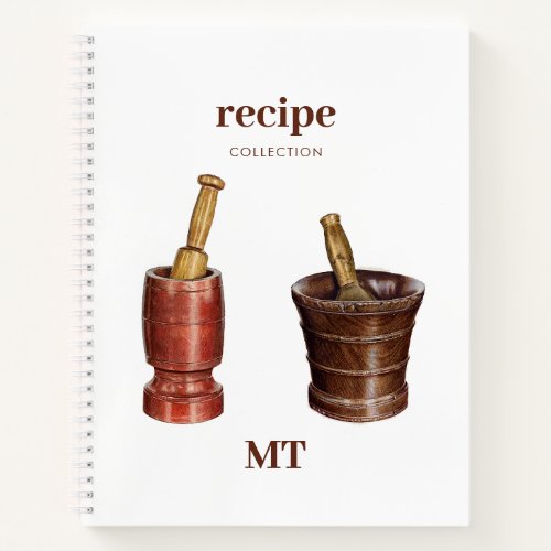 Vintage Mortar Pestles Recipe Cookbook Monogram Notebook