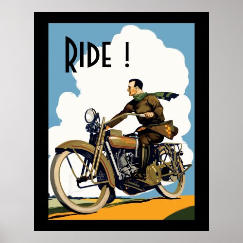 Vintage Mortorcycle _ Ride Poster