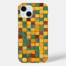 Vintage Mosaic Squares Phone Case in Earthy Tones