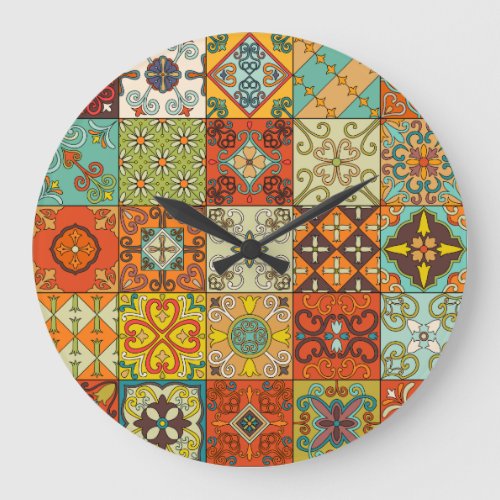 Vintage mosaic talavera ornament large clock