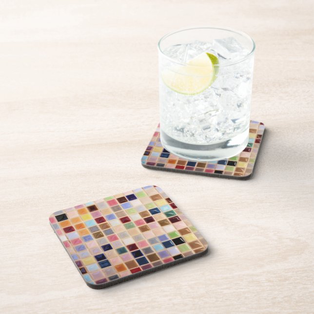Vintage Mosaic Tiles Photo Beverage Coaster (Right Side)