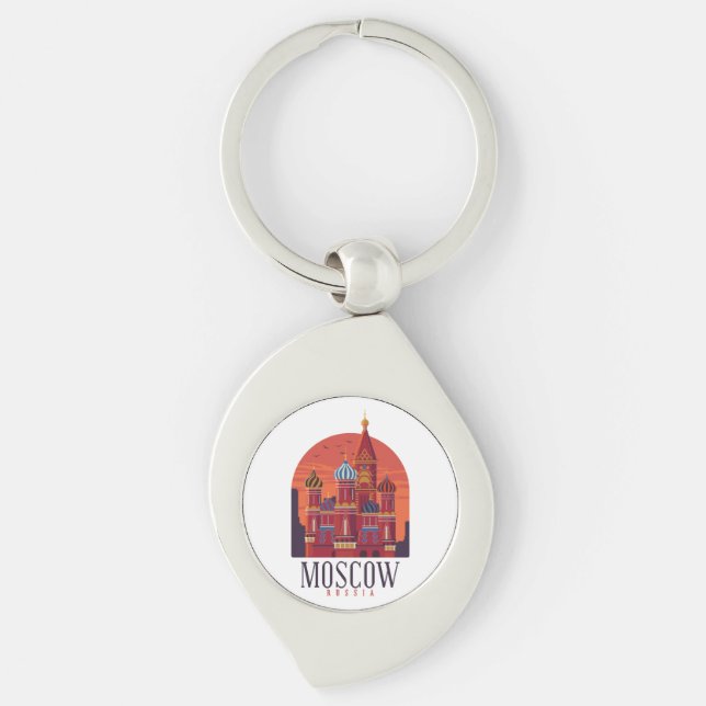 Vintage Moscow Russia Kremlin Architecture Keychain (Front)