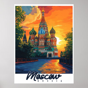 Vintage Moscow, Russia Travel Poster