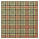 Vintage Moss Green and Burnt Orange Plaid Fabric