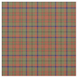Vintage Moss Green, Royal Blue and Orange Plaid Fabric