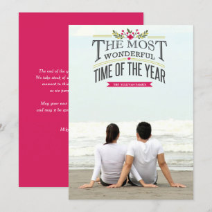 Vintage Most Wonderful Time of The Year Photo Holiday Card