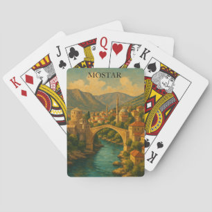 Vintage Mostar Bridge Bosnia Travel Poker Cards