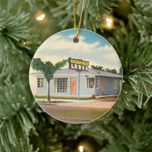 Vintage Motel, Golden West Lodge Hotel with Palms Ceramic Ornament