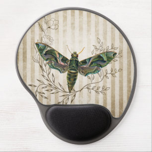 Vintage Moth and Floral Gel Mouse Pad
