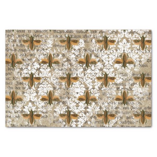 Vintage Moth and Newsprint Collage Tissue Paper