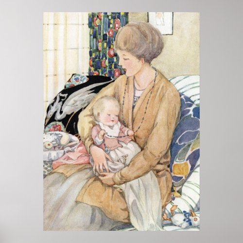 Vintage Mother and Baby by Anne Anderson Poster