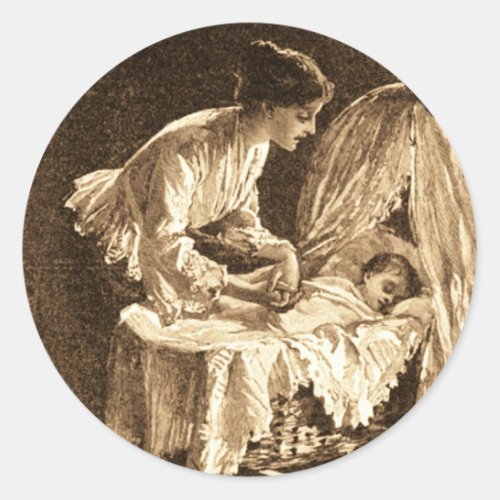 Vintage Mother and Baby Classic Round Sticker