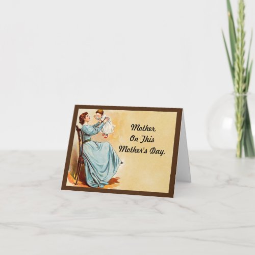 Vintage Mother And Baby Greeting Card