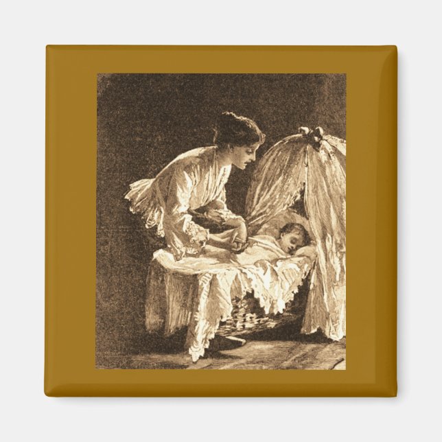 Vintage Mother and Baby Magnet (Front)