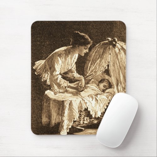 Vintage Mother and Baby Mouse Pad