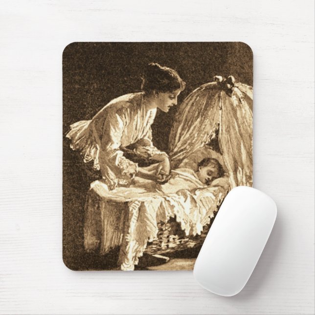 Vintage Mother and Baby Mouse Pad (With Mouse)