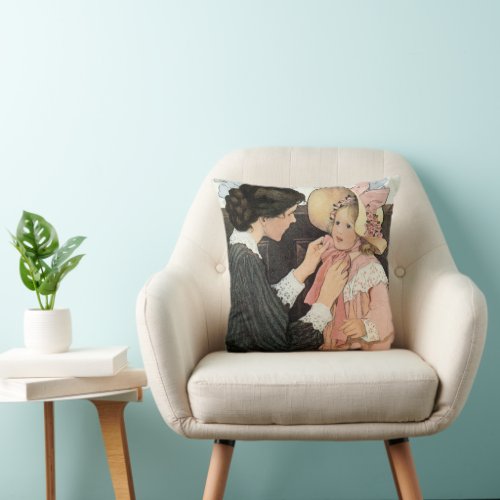 Vintage Mother and Child by Jessie Willcox Smith Throw Pillow