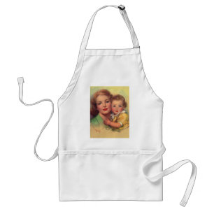 Vintage Mother and Child Family Portrait Adult Apron