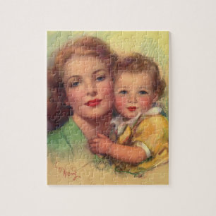 Vintage Mother and Child Family Portrait Jigsaw Puzzle