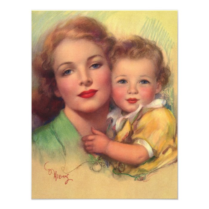 Vintage Mother and Child Portrait Announcement
