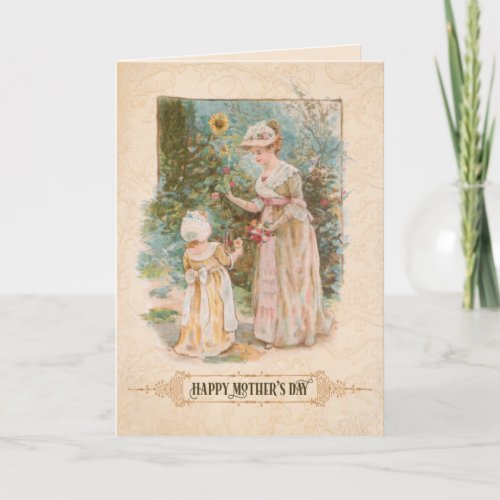 Vintage Mother and Child wMothers Day Greeting Holiday Card