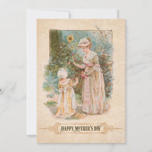 Vintage Mother and Child wMothers Day Greeting Holiday Card