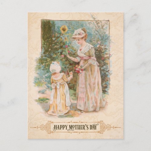 Vintage Mother and Child wMothers Day Greeting Holiday Postcard