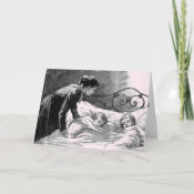 Vintage Mother and Children Sleeping Card card