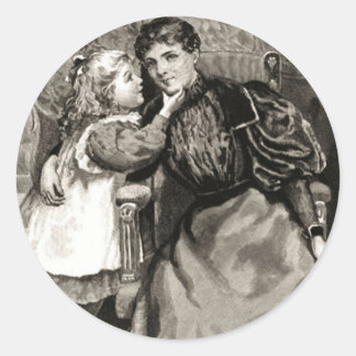 Vintage Mother and Daughter Classic Round Sticker