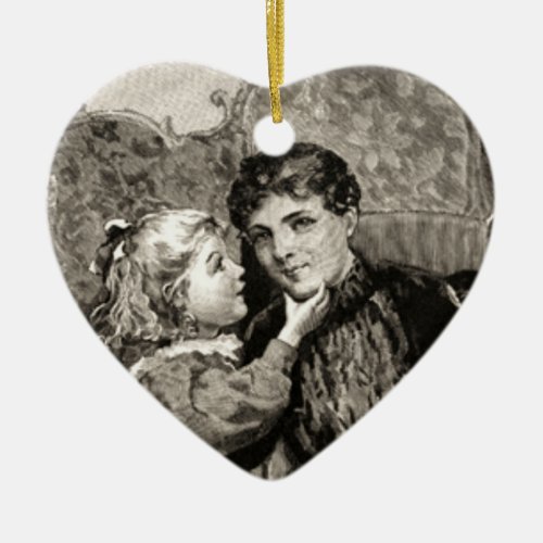 Vintage Mother and Little Girl Ornament