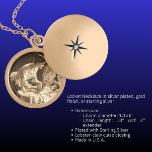 Vintage Mother & Baby Gold Finish Locket Necklace