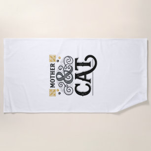 Vintage Mother Cat Shirt Design for Cat Moms_1 Beach Towel