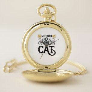 Vintage Mother Cat Shirt Design for Cat Moms_1 Pocket Watch
