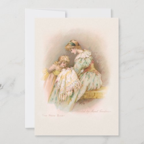 Vintage Mother Child and New Baby Holiday Card