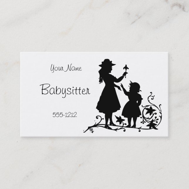 Vintage Mother Child Babysitter Business Card (Front)