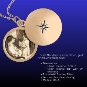 Vintage Mother & Child Gold Finish Locket Necklace