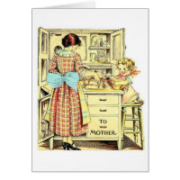 Vintage Mother & Child In the Kitchen, Card