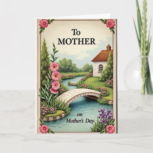 Vintage Mother Floral Scene Card (Front)