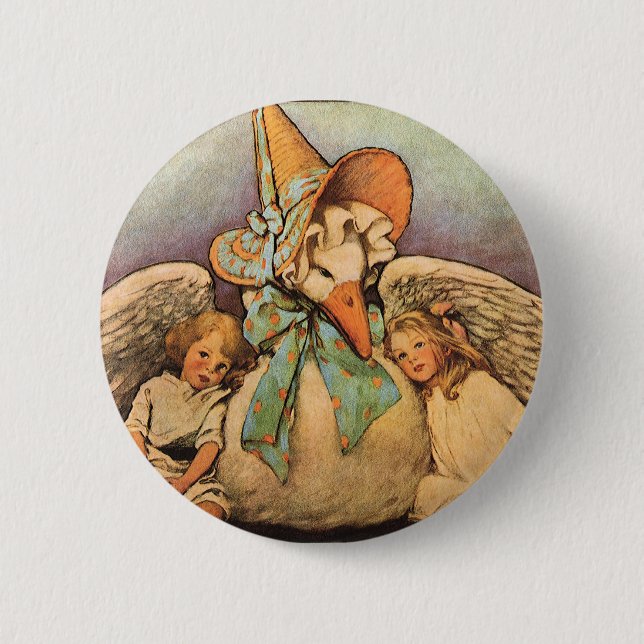 Vintage Mother Goose Children Jessie Willcox Smith Button (Front)