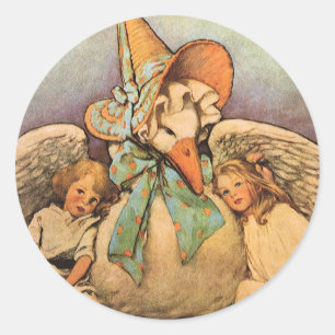 Vintage Mother Goose Children Jessie Willcox Smith Classic Round Sticker