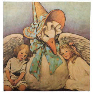 Vintage Mother Goose Children Jessie Willcox Smith Cloth Napkin