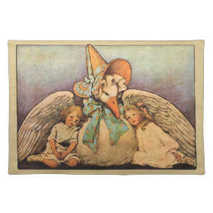 Vintage Mother Goose Children Jessie Willcox Smith Cloth Placemat