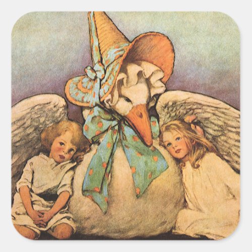 Vintage Mother Goose Children Jessie Willcox Smith Square Sticker
