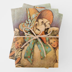 Vintage Mother Goose Children Jessie Willcox Smith Wrapping Paper Sheets